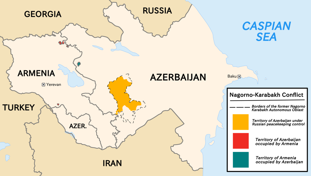 Bildrechte: <a href="https://commons.wikimedia.org/wiki/File:Nagorno-Karabakh_conflict.png">CuriousGolden</a>, <a href="https://creativecommons.org/licenses/by-sa/4.0">CC BY-SA 4.0</a>, via Wikimedia Commons