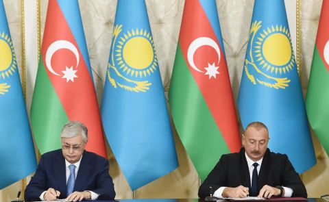 Azerbaijani and Kazakh Presidents Sign 6 Cooperation Documents in Astana