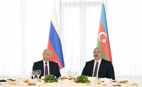 Putin And Aliyev Celebrate Renovated Azerbaijan State Musical Drama Theater in Derbent