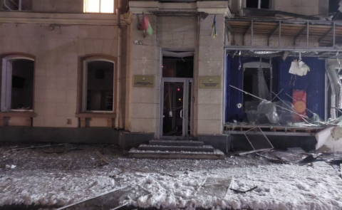 Azerbaijani consulate in Kharkiv damaged