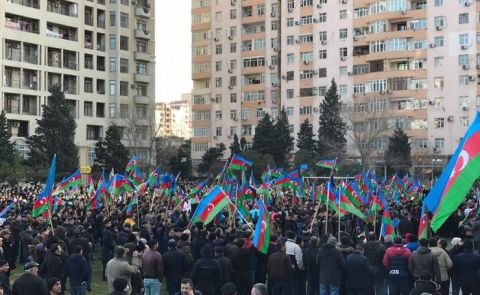 Musavat Party Holds Protest in Front of Iranian Embassy to Azerbaijan